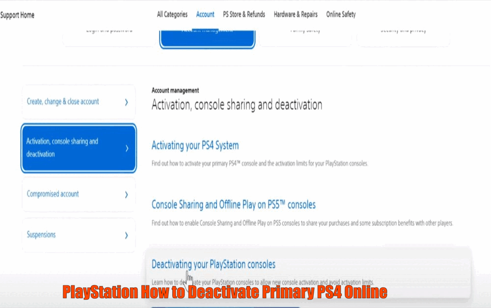 PlayStation How to Deactivate Primary PS4 Online